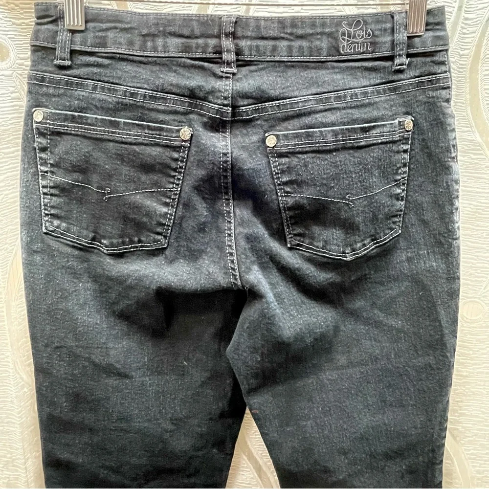 Lois Denim Straight Leg Jeans Womens 29 Black Excellent Stretch Mid Rise - Picture 7 of 11